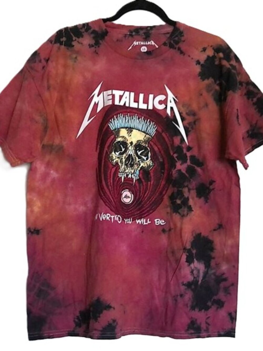 Authentic Metallica Men's Tee Shirt In Vertigo You Will Be Skull Tie Dye EUC   L